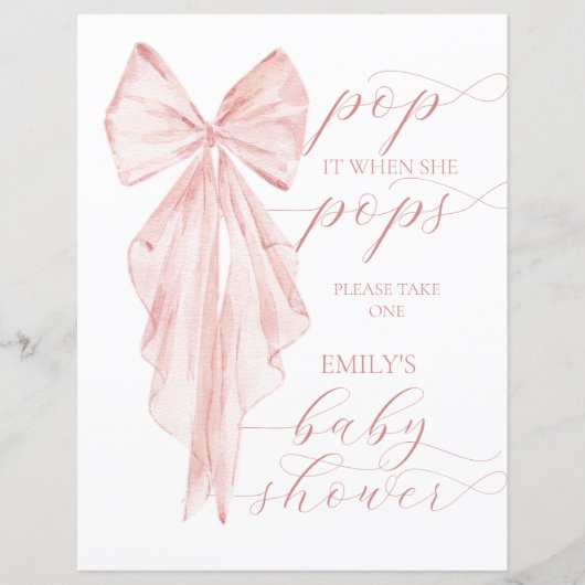 Pink Bow Girl Baby shower Pop het als ze Pop (Voorkant)
