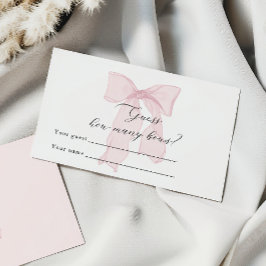 Pink Bow Girl Baby shower Raad eens hoeveel bogen Informatiekaartje