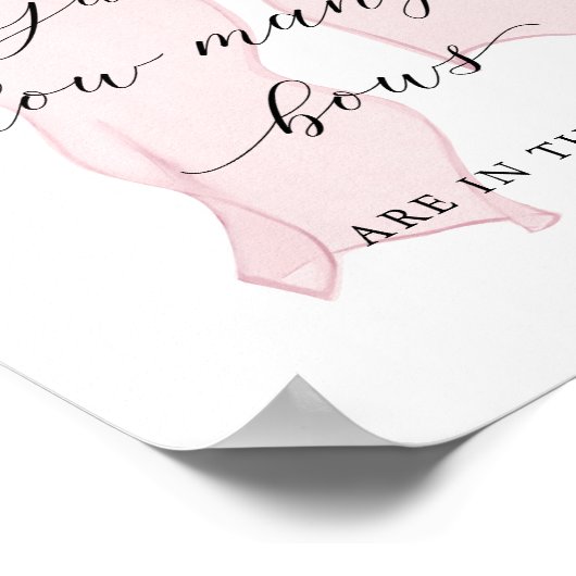 Pink Bow Girl Baby shower Raad eens hoeveel bogen Poster (Hoek)