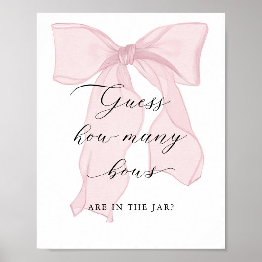 Pink Bow Girl Baby shower Raad eens hoeveel bogen Poster (Voorkant)