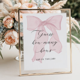 Pink Bow Girl Baby shower Raad eens hoeveel bogen Poster
