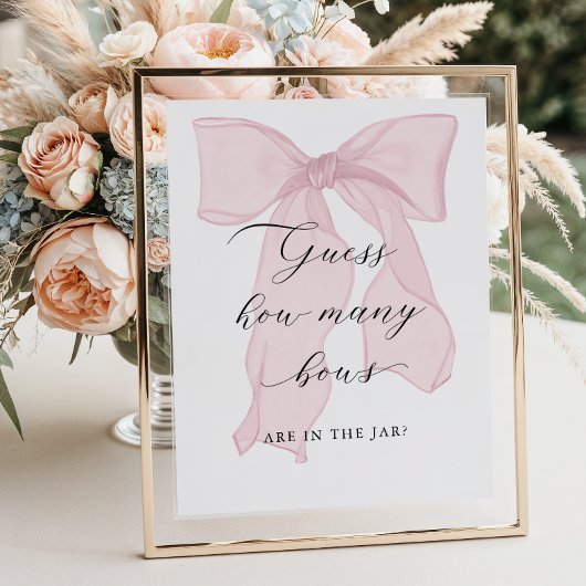 Pink Bow Girl Baby shower Raad eens hoeveel bogen Poster