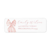 Pink Bow Girl Baby shower Ribbon Retouradres Etiket (Voorkant)