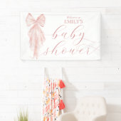 Pink Bow Girl Baby shower Ribbon Welkom Spandoek (Insitu)