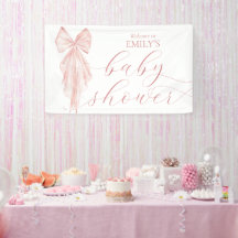 Pink Bow Girl Baby shower Ribbon Welkom