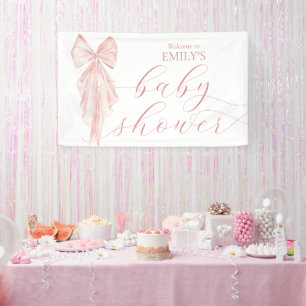 Pink Bow Girl Baby shower Ribbon Welkom Spandoek