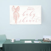 Pink Bow Girl Baby shower Ribbon Welkom Spandoek (Beurs)