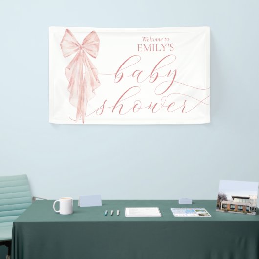 Pink Bow Girl Baby shower Ribbon Welkom Spandoek (Beurs)