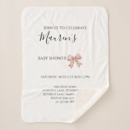 Pink Bow Girl Baby Shower Sherpa Deken