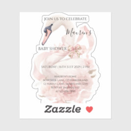 Pink Bow Girl Baby Shower Sticker