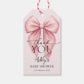 Pink Bow Girl Baby Shower Thank You Cadeaulabel (Voorkant)