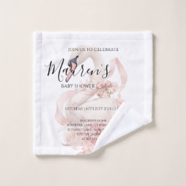 Pink Bow Girl Baby Shower Washandje