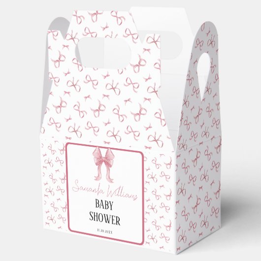 Pink Bow Girl Baby shower Waterverf Bedankdoosjes (Geopend)