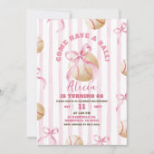 Pink Bow Girl Baseball Game Tijd Verjaardag Kaart (Voorkant)