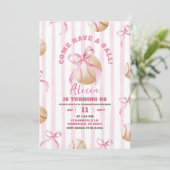 Pink Bow Girl Baseball Game Tijd Verjaardag Kaart (Staand voorkant)