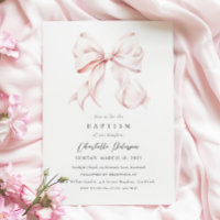Pink Bow Girl Doop Uitnodiging