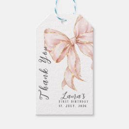 Pink Bow Girl First Birthday Party Cadeaulabel