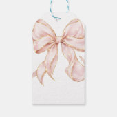 Pink Bow Girl First Birthday Party  Cadeaulabel (Achterkant)