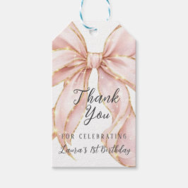 Pink Bow Girl First Birthday Party Cadeaulabel