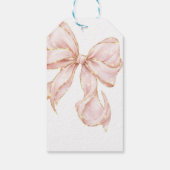 Pink Bow Girl First Birthday Party  Cadeaulabel (Achterkant)