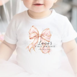 Pink Bow Girl First Birthday Party Romper