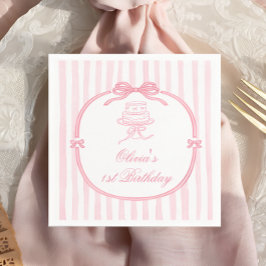 Pink Bow Girl First Birthday Servet