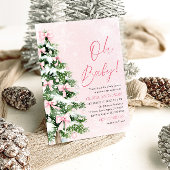Pink Bow Girl Kerstboom Oh Baby Baby shower Kaart