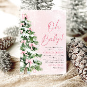 Pink Bow Girl Kerstboom Oh Baby Baby shower Kaart