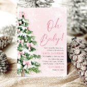 Pink Bow Girl Kerstboom Oh Baby Baby shower Kaart
