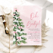 Pink Bow Girl Kerstboom Oh Baby Baby shower Kaart