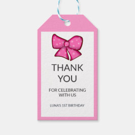 Pink Bow Girl Kids 1st Birthday  Cadeaulabel