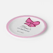 Pink Bow Girl Kids 1st Birthday  Papieren Bordje (Gekanteld)