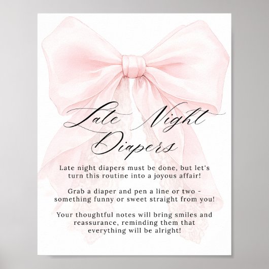 Pink Bow Girl Modern Baby Shower Game Poster (Voorkant)