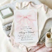 Pink Bow Girl Modern Baby Shower  Kaart
