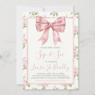 Pink Bow Girl Preppy Southern Sip & See Kaart