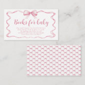 Pink Bow Girl Ribbon Baby shower Boeken voor Baby Informatiekaartje (Voorkant / Achterkant)