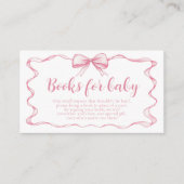 Pink Bow Girl Ribbon Baby shower Boeken voor Baby Informatiekaartje (Voorkant)