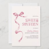 Pink Bow Girl Sweet Sixteen 16th Birthday Kaart (Voorkant)