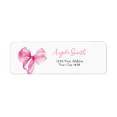 Pink Bow Girls 1e verjaardag adres Etiket (Voorkant)