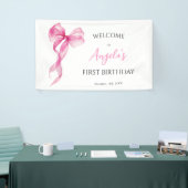 Pink Bow Girls 1e verjaardag Welkom Spandoek (Beurs)