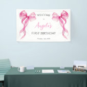 Pink Bow Girls 1e verjaardag Welkom Spandoek (Beurs)