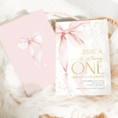Pink Bow Girls 1st Birthday Kaart