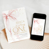 Pink Bow Girls 1st Birthday Kaart