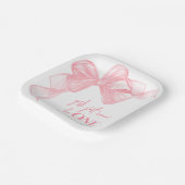 Pink Bow Girls 1st Birthday Papieren Bordje (Gebogen)