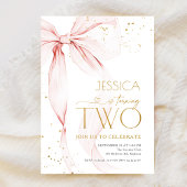 Pink Bow Girls 2nd Birthday  Kaart