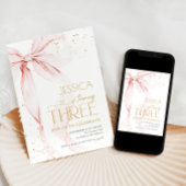 Pink Bow Girls 3rd Birthday  Kaart