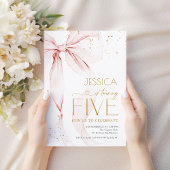 Pink Bow Girls 5th Birthday  Kaart