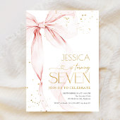 Pink Bow Girls 7th Birthday  Kaart