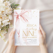 Pink Bow Girls 9th Birthday  Kaart