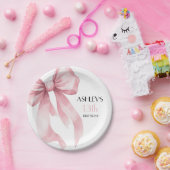 Pink Bow Girls Birthday Papieren Bordje (Feest)
